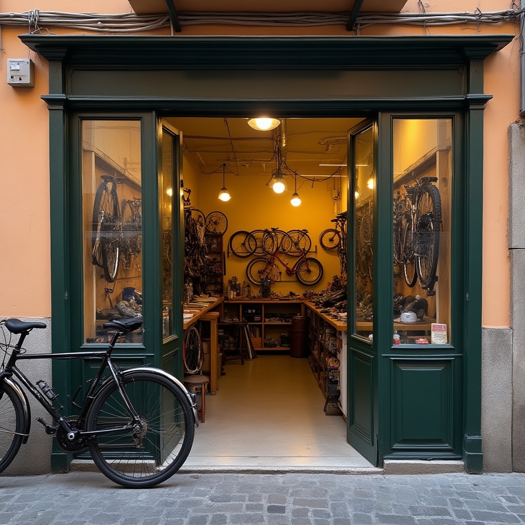 Vista dell'officina ciclistica EvarmorLab a Napoli