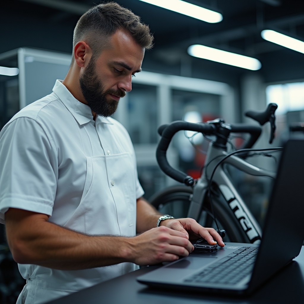 Tecnico specializzato in sistemi di cambio elettronico al lavoro